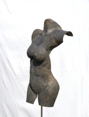torso "moderato"-escultura de bronce & acero, serie "fragmentos", 2009